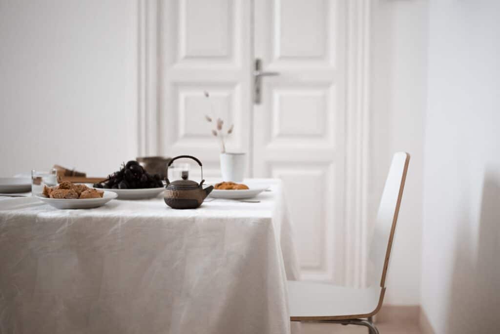 A neutral dining table scene