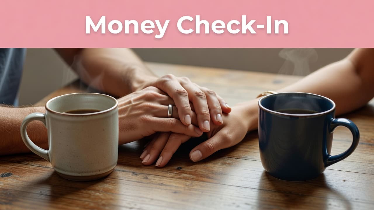Two individuals sit at a wooden table with warm coffee mugs placed between their resting hands. Soft interior lighting illuminates the relaxed scene, emphasizing a supportive and open atmosphere during conversation.
