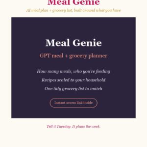 Meal Genie: AI Meal Plan + Grocery List Generator (GPT) - cover