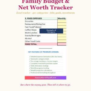 Family Budget + Net Worth Tracker (Excel, 40+ categories) - cover