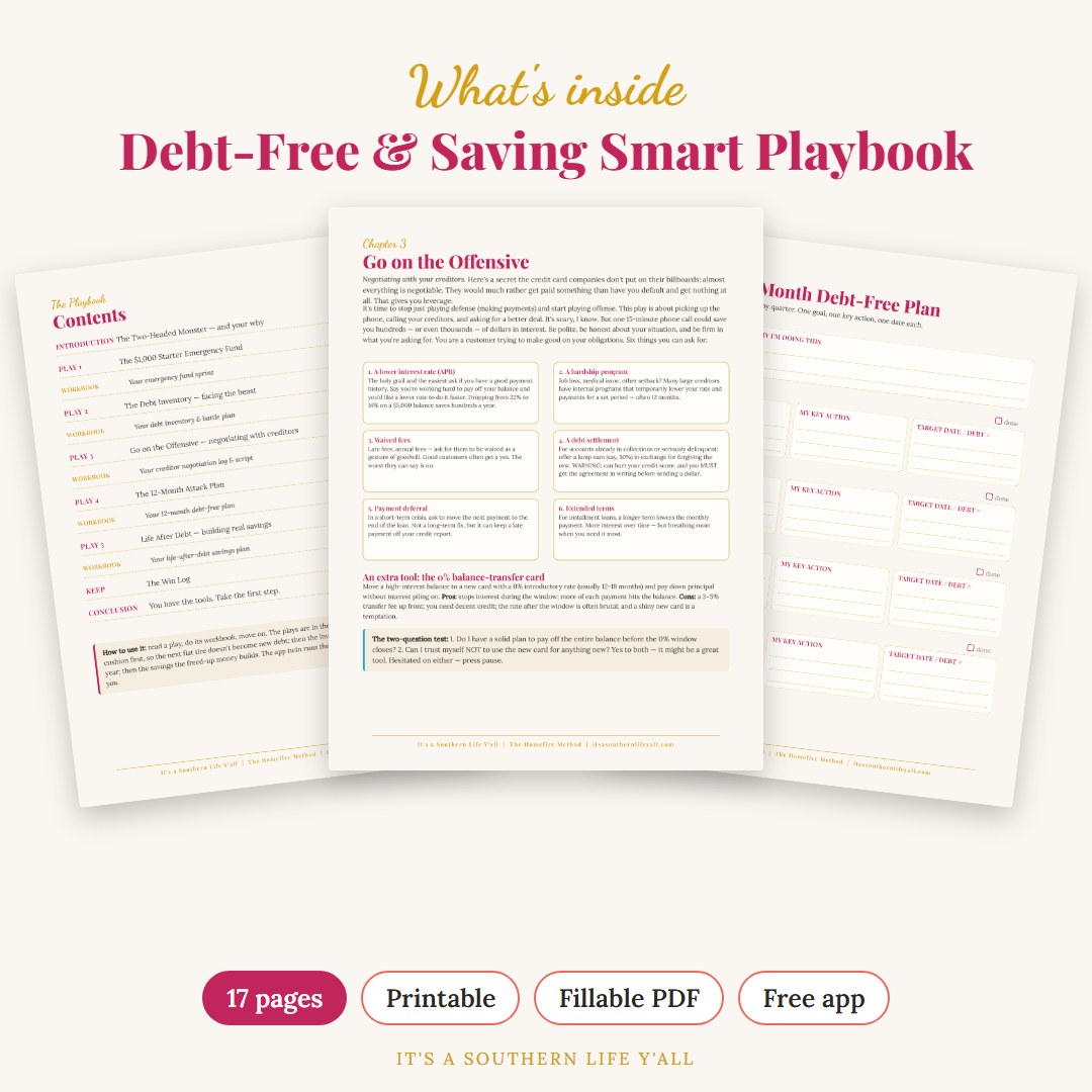 What's inside Debt-Free & Saving Smart Playbook - sample pages
