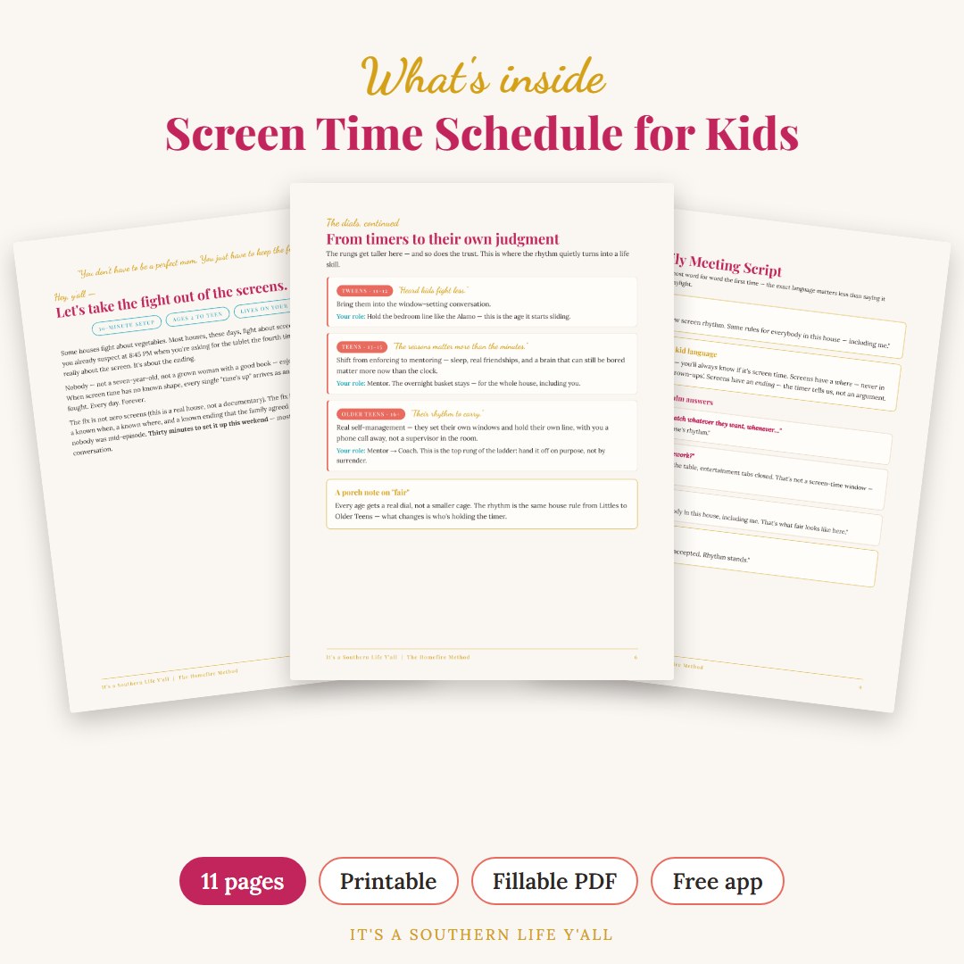 What's inside Screen Time Schedule for Kids: Family Screen Rules Chart (Printable) - sample pages