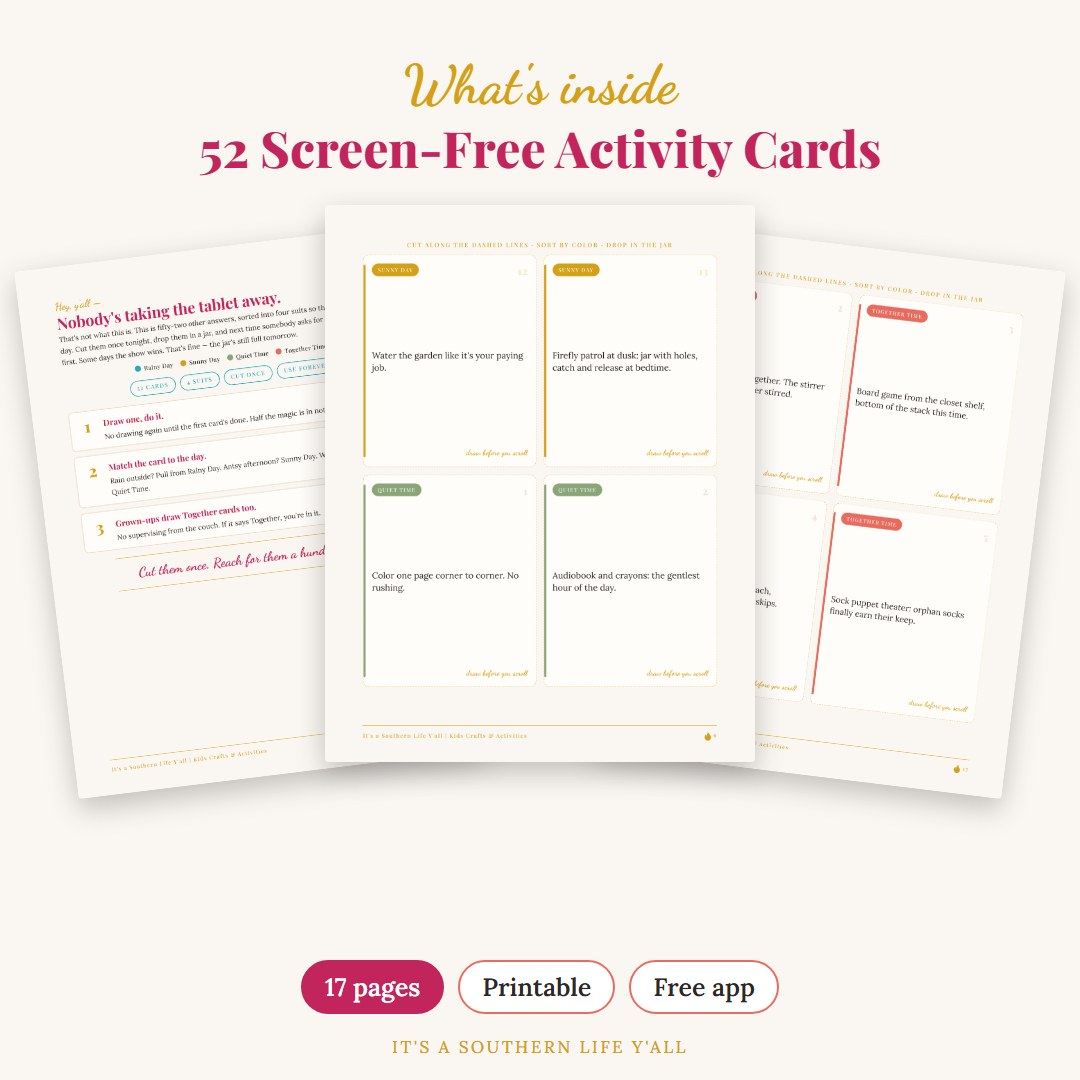 What's inside 52 Screen-Free Activity Cards - sample pages
