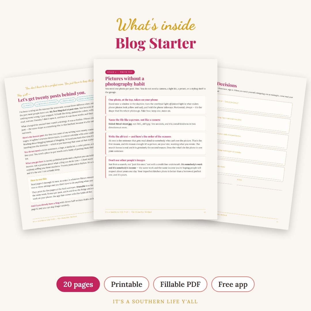 What's inside Blog Starter: Your First 20 Posts Planner (Printable + App) - sample pages