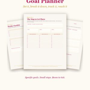 Goal Planner cover showing the map to get there, weekly checklist and monthly review pages