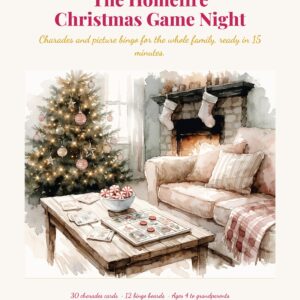 The Homefire Christmas Game Night, a 22-page printable of Christmas charades and picture bingo from It's a Southern Life Y'all