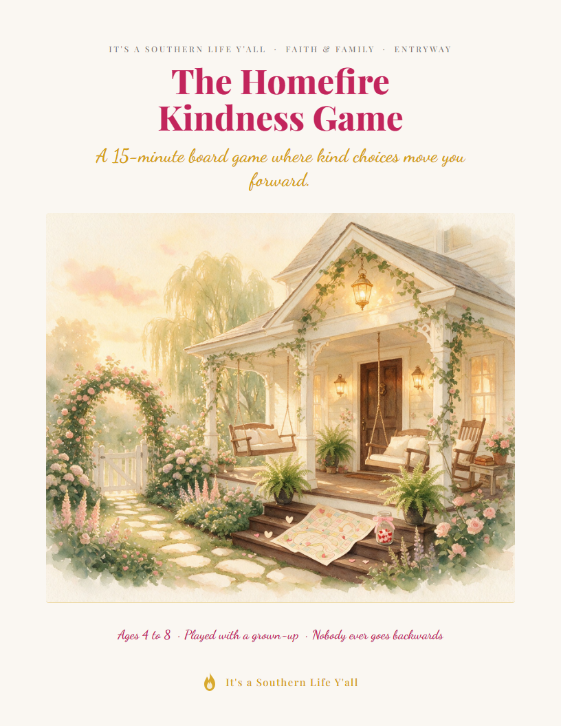 The Homefire Kindness Game, a 15-page printable family board game from The Homefire Method
